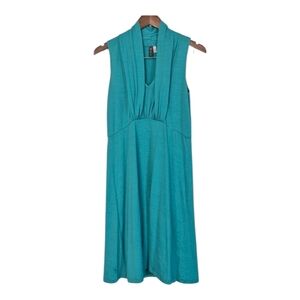 IBEX Merino Wool Sleeveless Midi Length Dress Teal Blue Medium